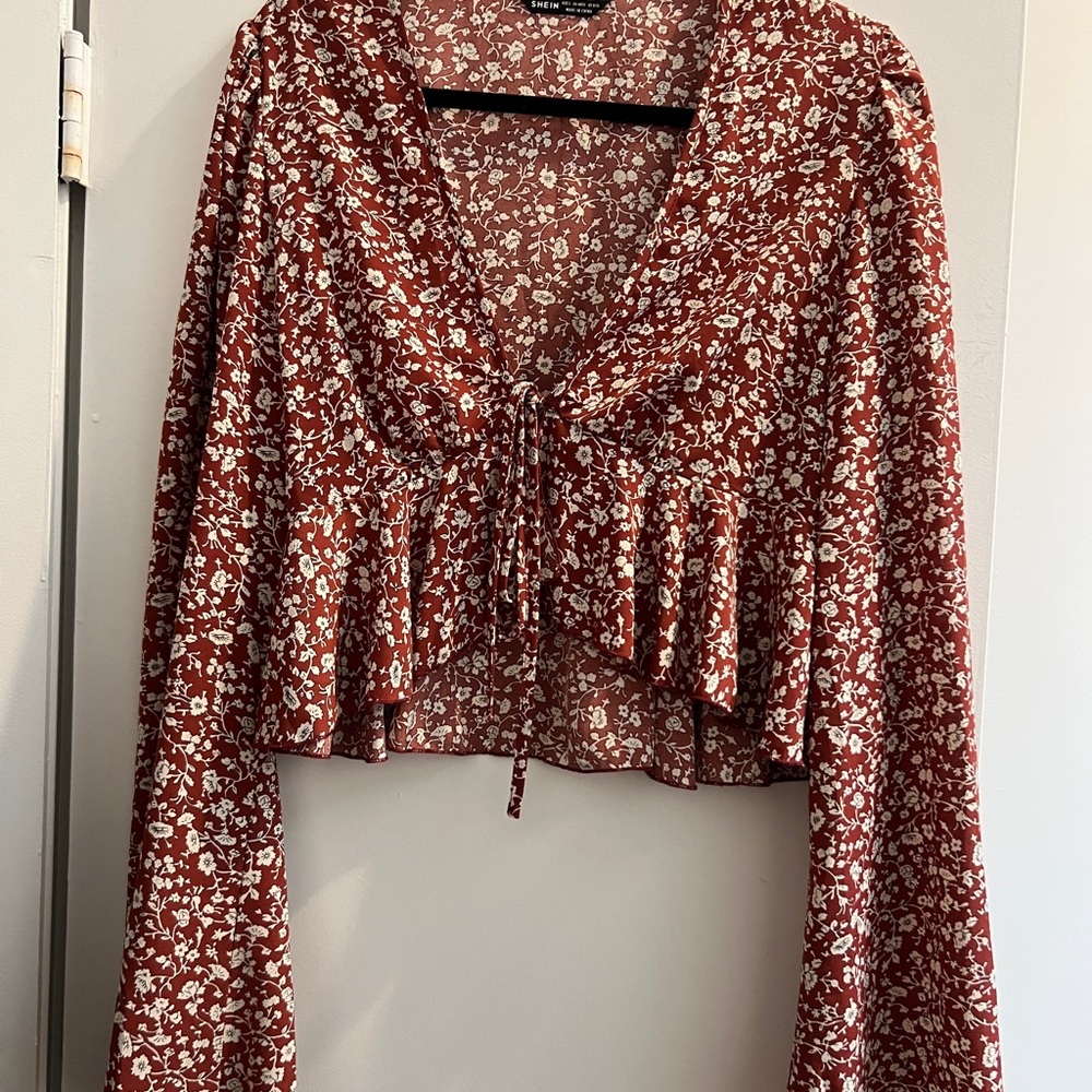 SHEIN Red Floral Blouse
